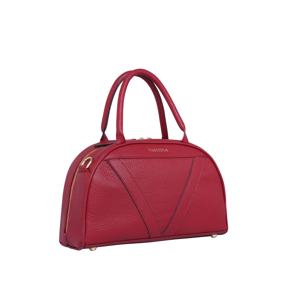 Handle bag as crossbody bag made of nappa leather wine red